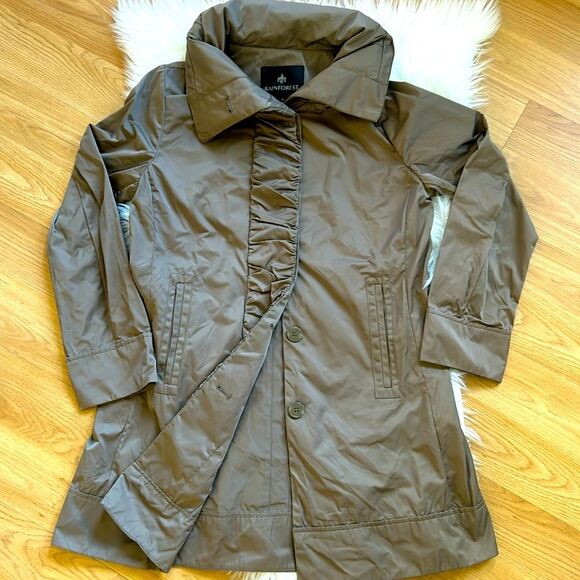 Rainforest Jacket Hidden Hood Travel Rain Coat Taupe Size Small - Picture 1 of 5